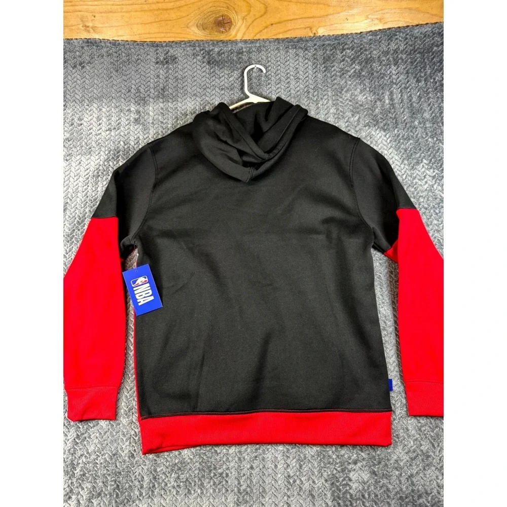 NBA Borderline Fleece‎ Hoodie Mens L Red Black Colorblock Performance Sweatshirt